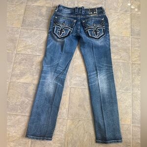 Embellished Dark Wash Jeans with Pocket Detail